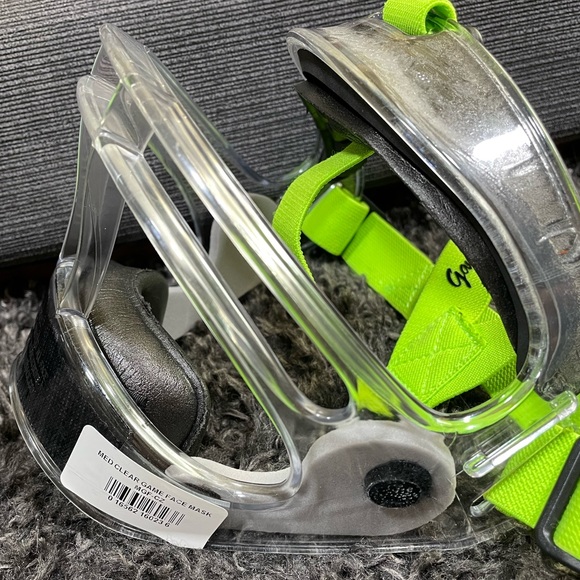 Clear Game Face Sports Mask Medium With Lime Green Strap - NWT - Picture 3 of 4